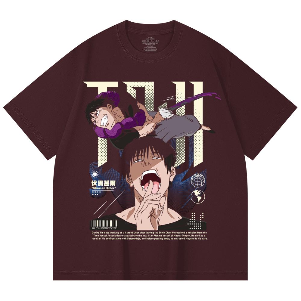 230 Gsm 100% Cotton Jujutsu Kaisen V47 Toji Print Unisex Heavy Cotton T Shirt