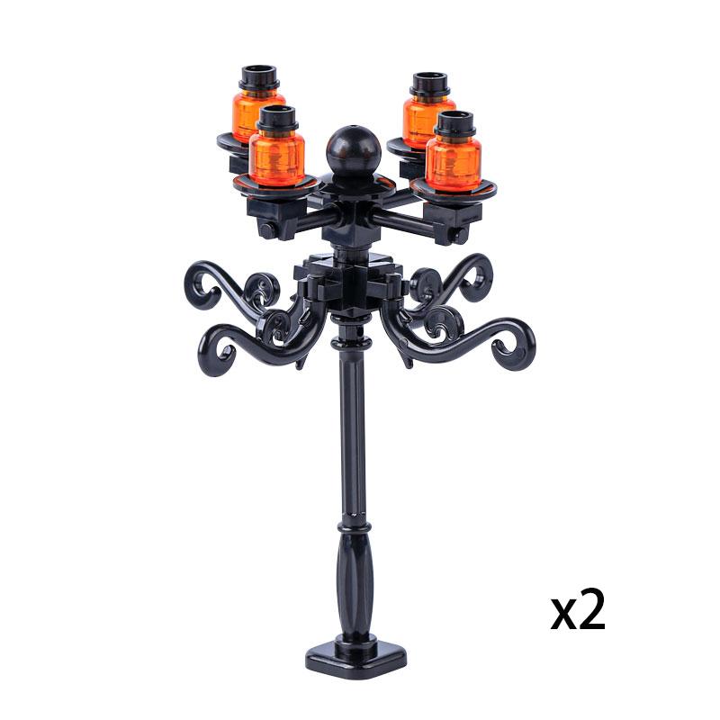 MOC Bricks Toys Model Compatible MOC Parts Bricks City Street Lamp Building Block Lamp with Halloween Bat Lamp