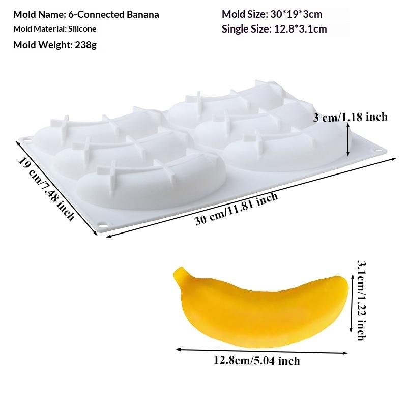 6/12 Cavity Baking Silicone Mold Food Grade Non-Stick for DIY Banana Mousse Cake Pudding Dessert Holiday Pastry Making