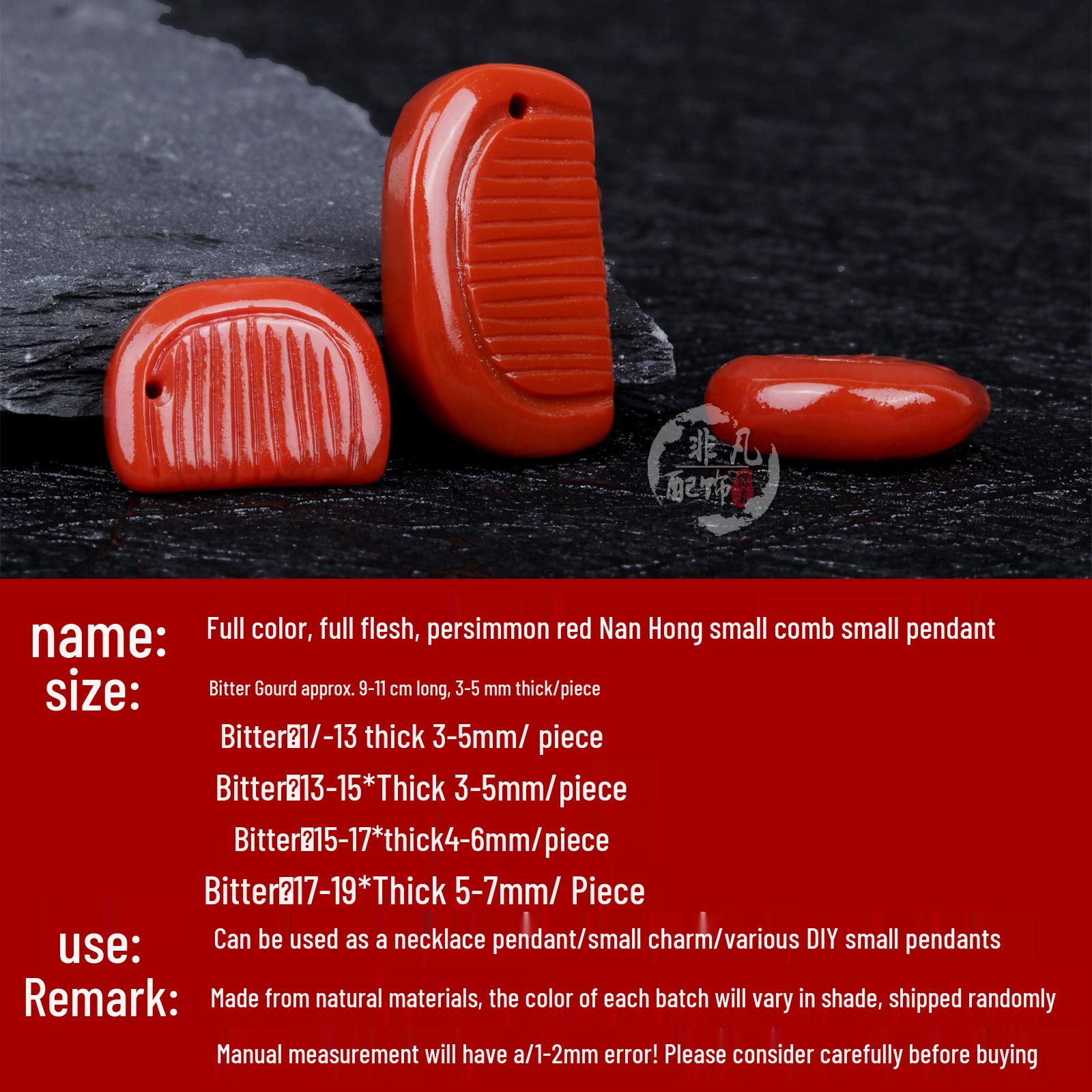 Natural Nan Hong Persimmon Red Pendant with Small Bead Carvings - Bracelet Accessory