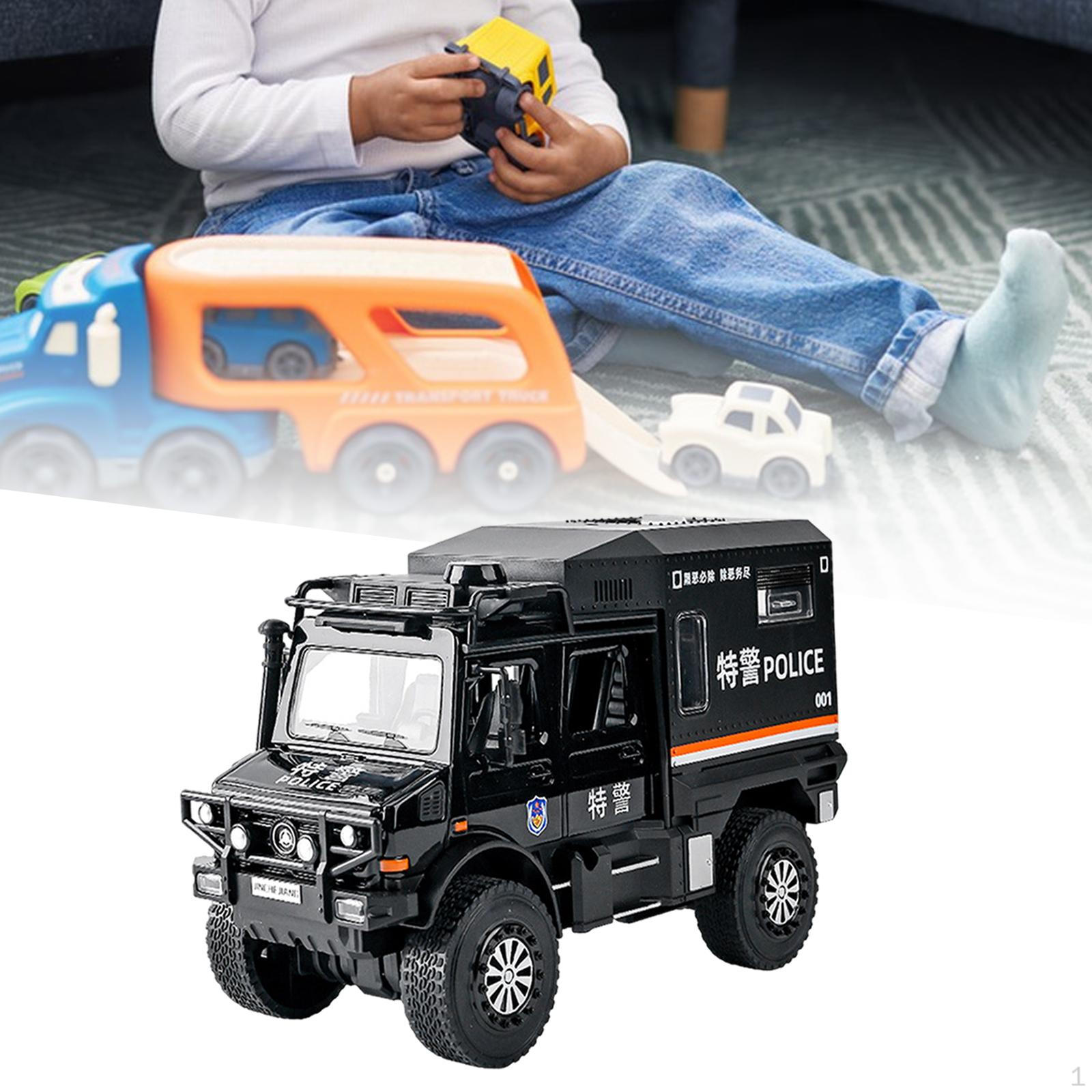 

1:20 коллекционных литых машинок со звуком и светом, игрушечный грузовик из металла для коллекционера чёрный