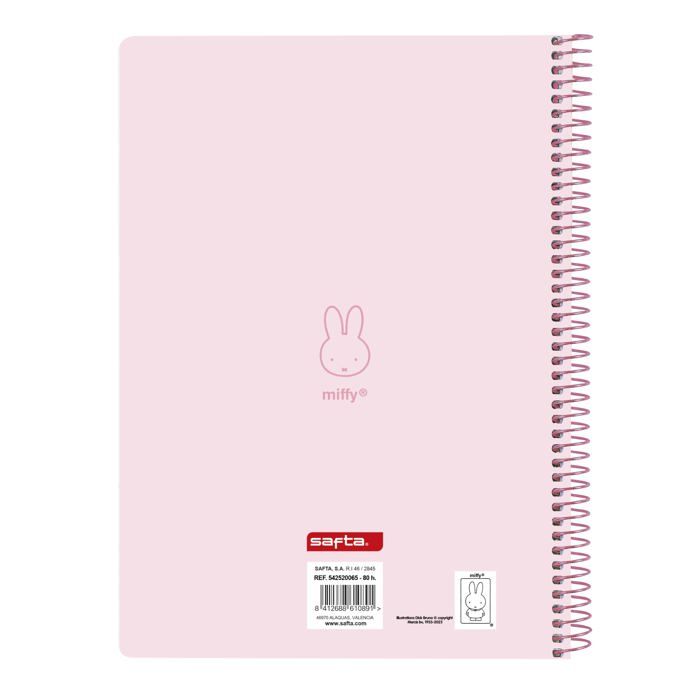 Cahier quatrième couverture rigide - safta - 80 feuilles - 15,5x22 cm - Rose pâle - Quadrillage 4x4 mm
