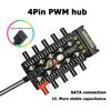 Placă de bază 1 la 10 4 pini PWM Cooler Ventilator HUB Splitter Extensie 12V Alimentare SATA / Port mare 4D Adaptor Controlor Viteză PC