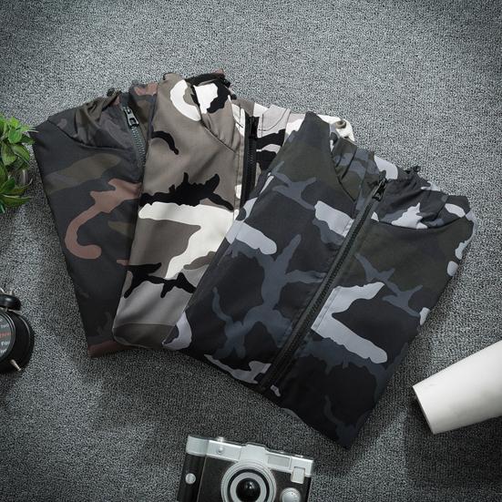 Men Winter Coat Camouflage Zipper Long Sleeves Cardigan Soft Cold-proof Hooded Plus Size Spring Jackets Coat for Outdoor
