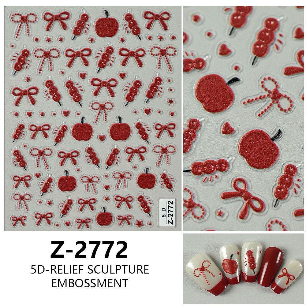 Redanco 5D Red Apple Tanghulu 3D Embossed Nail Art Stickers Z-2772