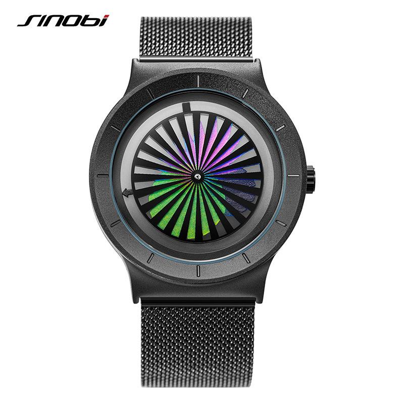 Watch Boys Fashion Trend Personalized Quartz Watch Creative Round Mesh Belt Concept Men S Watch 9837