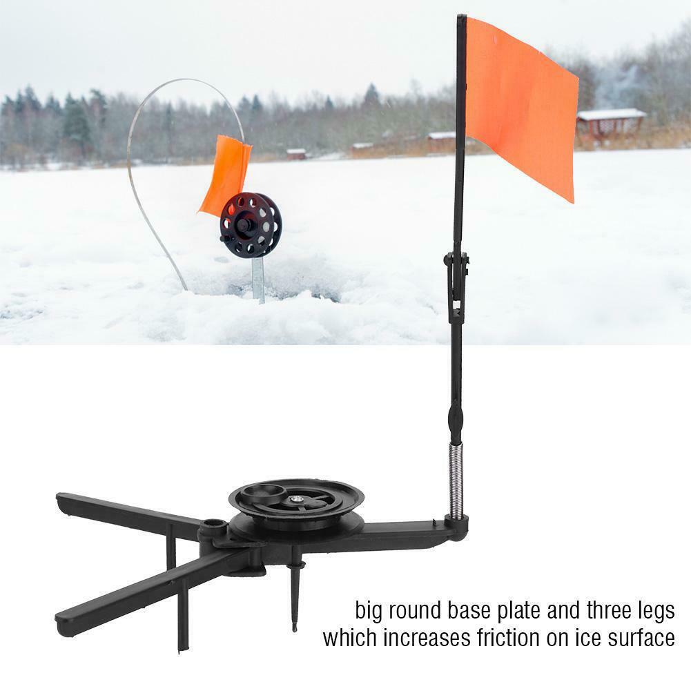 Ice Fishing Rod Tip-Up Compact Metal Poles Orange Flags Angler Tackles Accessory Portable ABS Winter Outdoor Fishing Tools