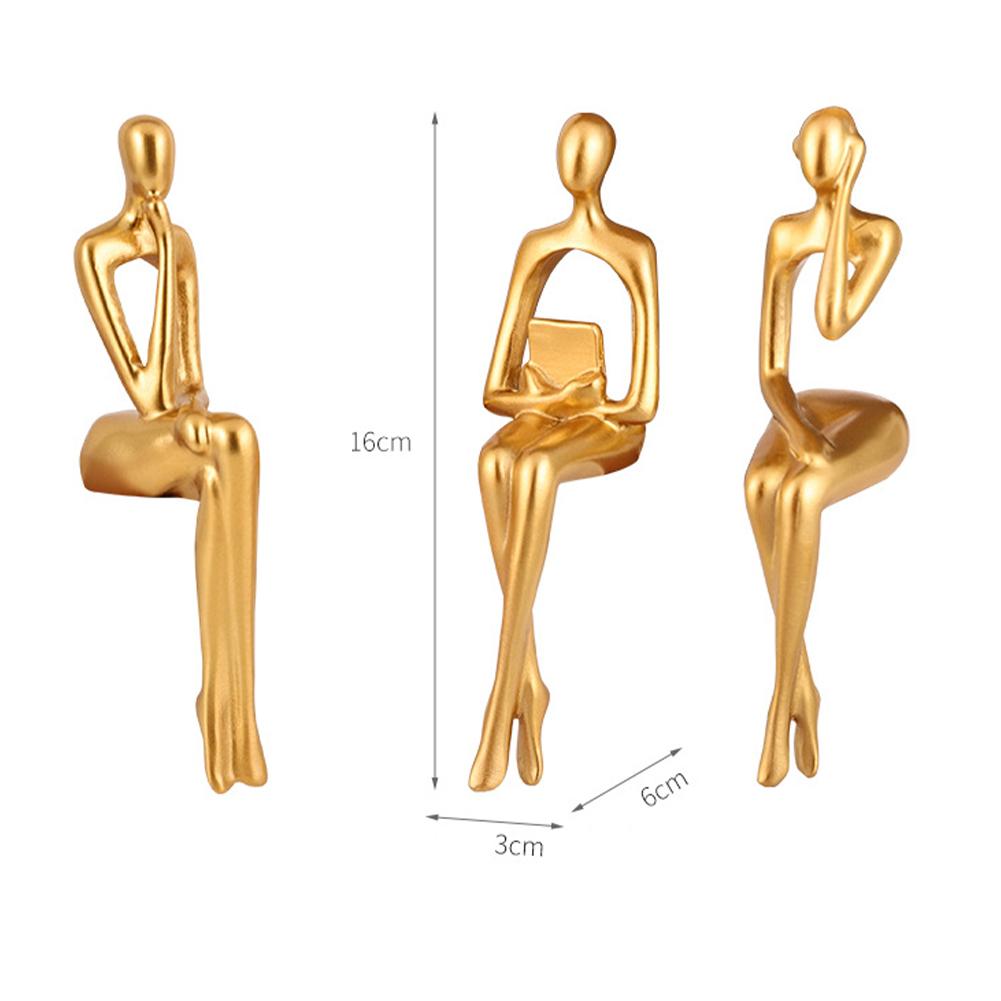 3pcs Abstract Thinker Statue Sculpture Resin Crafts Home Decoration Accessories For Living Room Bedroom