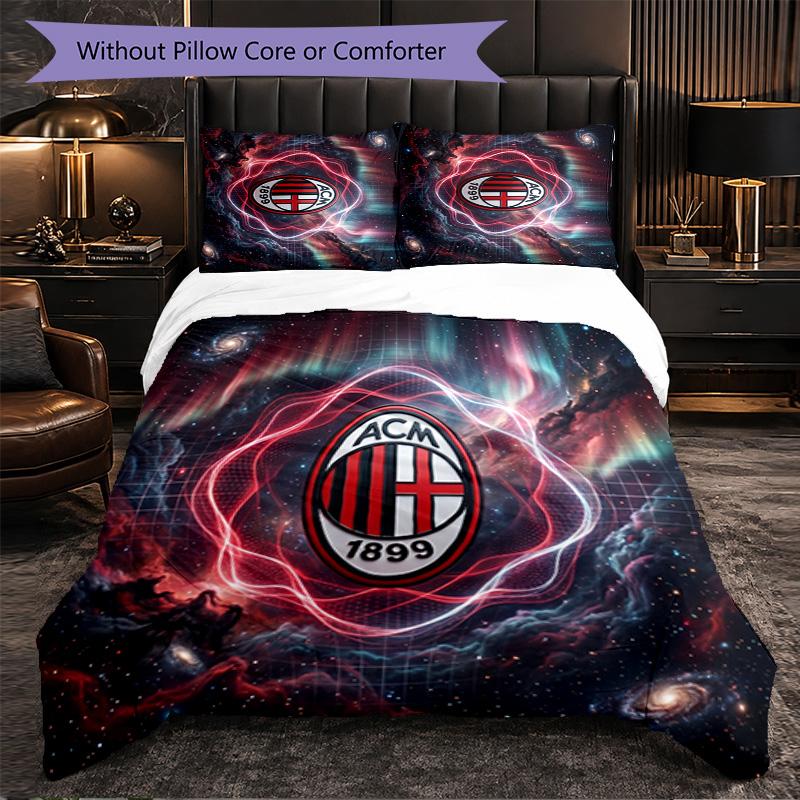 Set Lenzuola AC Milan Modello 3 Pezzi Morbida Copripiumino in Microfibra con Federe per Camera da Letto