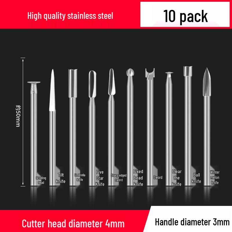 Dental & Wood Carving Tool Set: Power Tool, Engraving Knife, Steel Drill Bit, Grinding & Scribing Heads