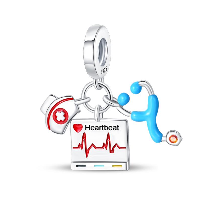 New Copper Color Doctor Dentist Virus Nurse Angel Charms Beads Fit Pandach Original Bracelets Diy Jewelry Career Gift