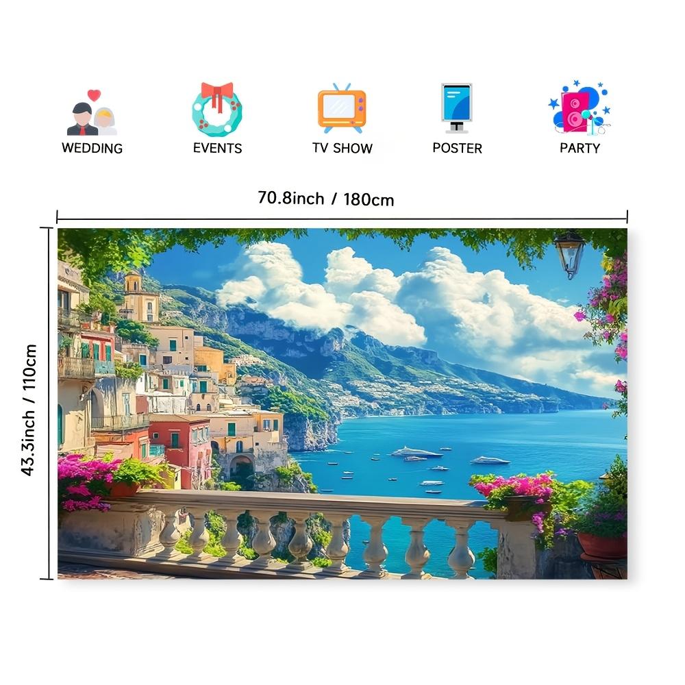 1 piece of Amalfi Coast Italian landscape background, perfect for families, gatherings, and themed spaces