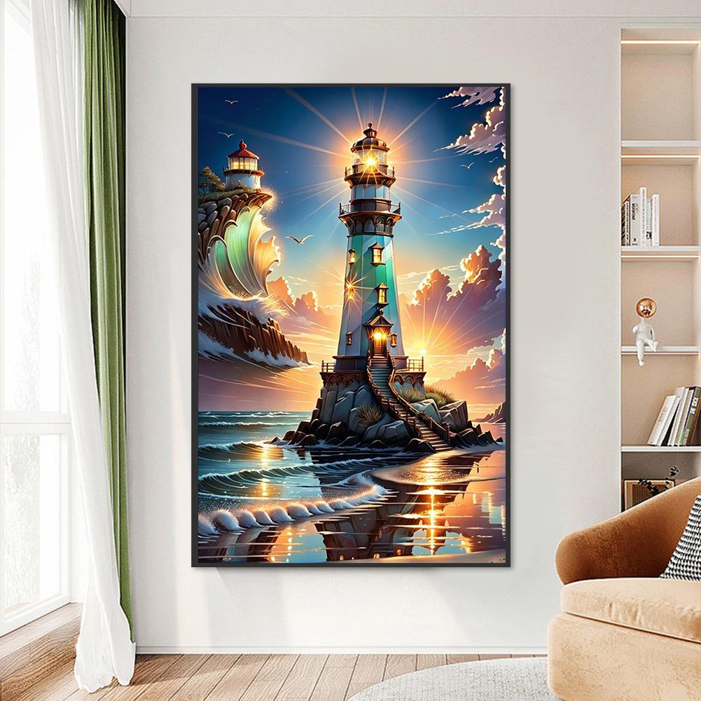 Sada malování podle čísel na plátně DIY olej Art Lighthouse Picture Home Decor55x85cm