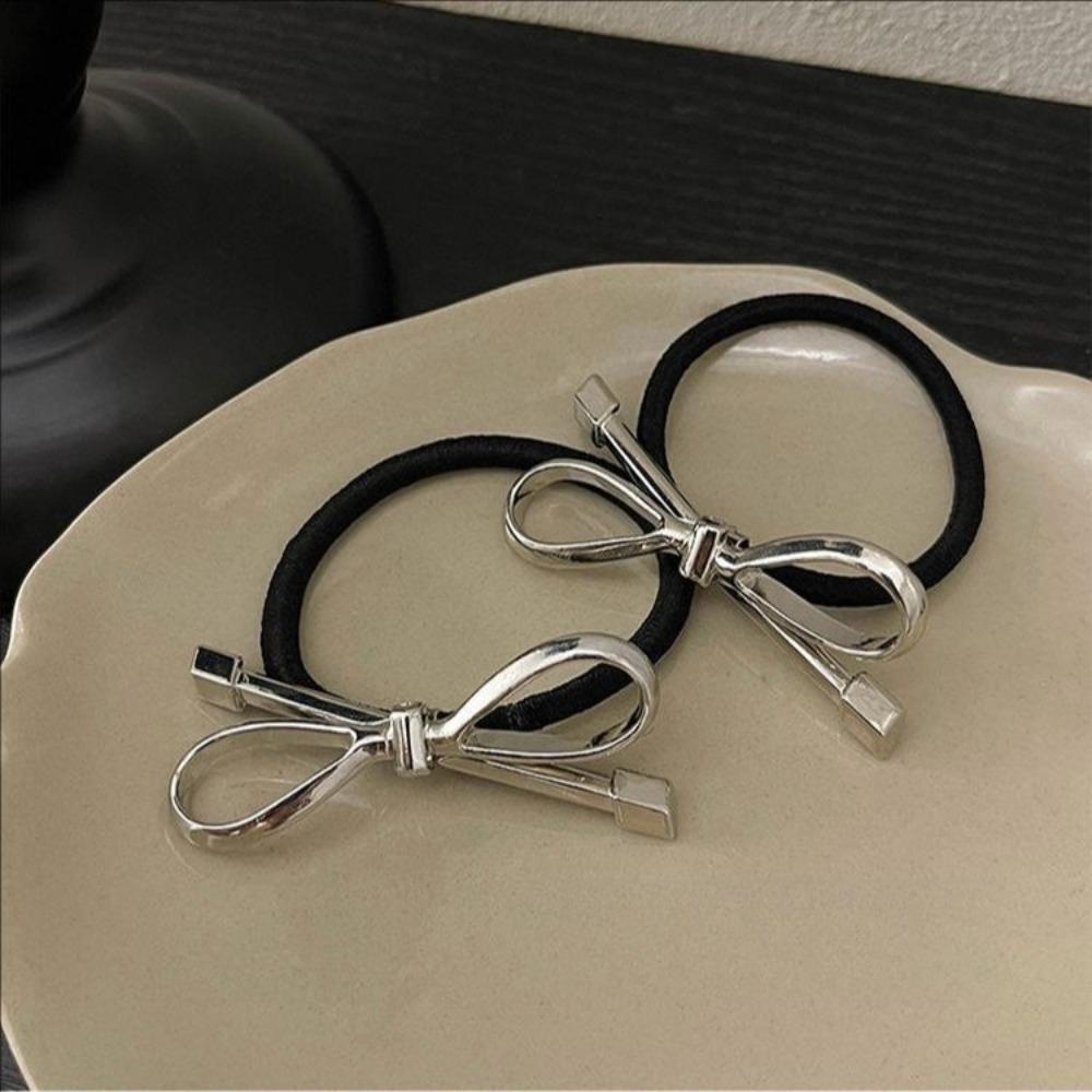 

2 шт./компл. Милые заколки для волос с бантиками, резинки для волос, металлический сплав, боковые заколки, заколки-автоматы: Элегантный аксессуар для женских причесок