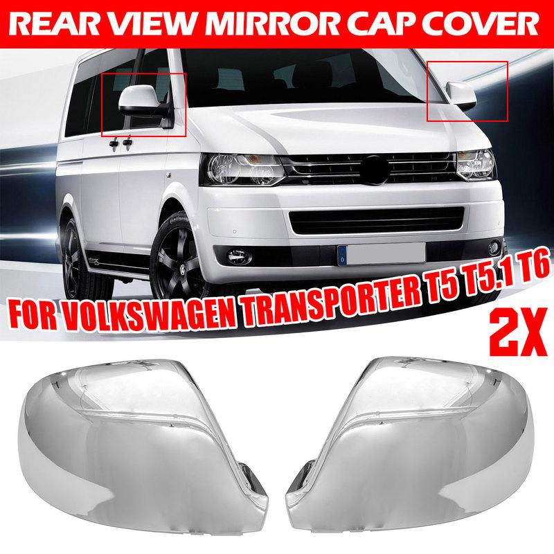 Pair Car Side Wing Rearview Mirror Cover Cap For Volkswagen Transporter T5 2010-15 T5.1 T6 16-19 Rear View Mirror Cap Cover Trim