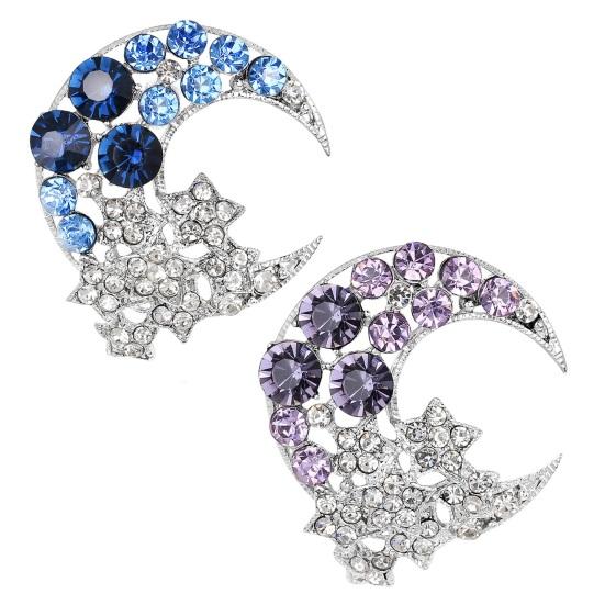 Temperament Moon Star pross Crescent Moon Pross Pin Ülikond Pin Sparkling Half Moon Rhinestone
