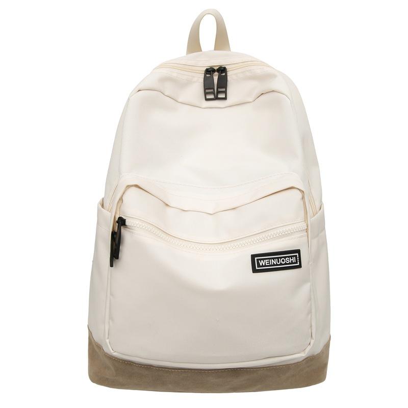 

School bag, college student large-capacity backpack, simple and versatile casual high school student computer backpack білий