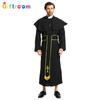 Stunning Black And Gold Priest Costume For Men Perfect For Halloween Stage Performances