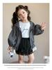 Girls' Plaid Lace Trim Hooded Jacket - Fall 2025 Korean Style