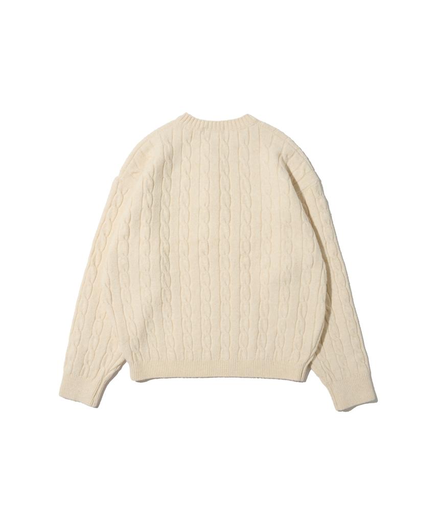 OTHERFITS Oversized Henley Neck Cable Knit (Ivory)