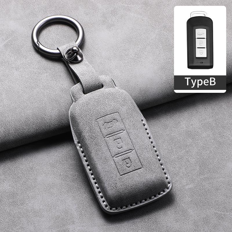 Leather Car Key Case Protector Cover For Mitsubishi Xpander Outlander L200 Asx Pajero Eclipse Cross Montero Soft Lancer Mirage
