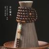 Traditional Chinese Style Gold Threaded Sandalwood Prayer Beads108Buddhist Beads Paired with Dongling Jade Gourd and Green Sandalwood Bracelet and