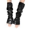 Long Arm Warmer Fingerless Gloves Black Women Gloves PU Leather Gloves  Dance Performance