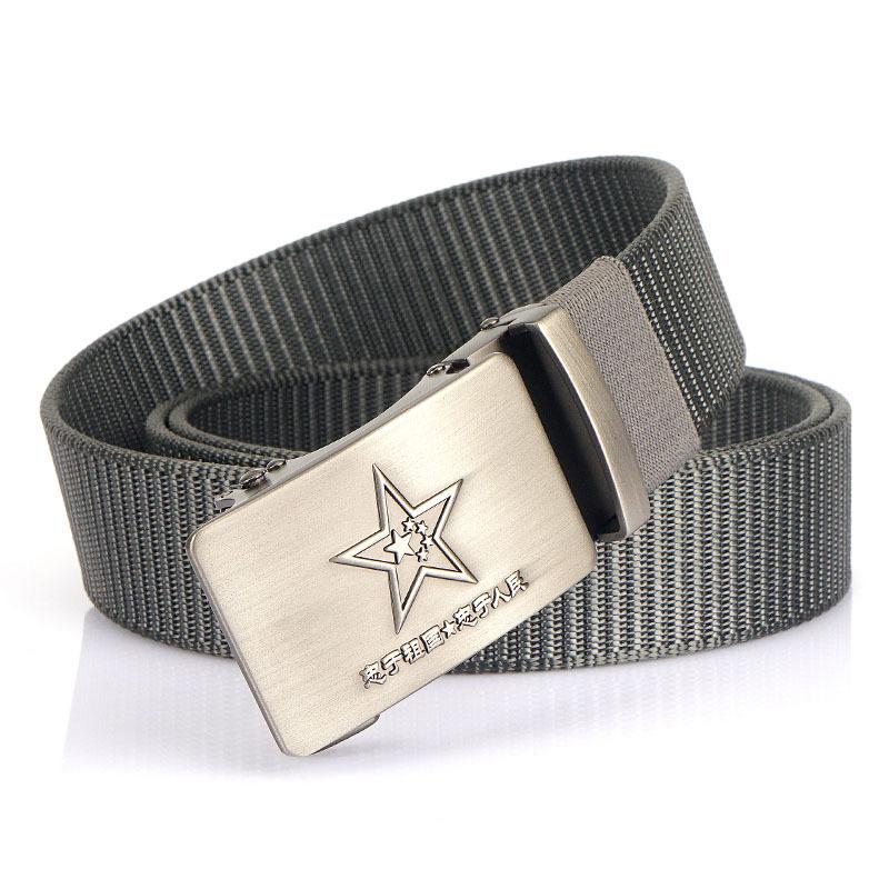 Nový pánský pásek na dojíždění s automatickou přezkou Nylonový pás, univerzální dvouvrstvý silný pás pro venkovní volný čas