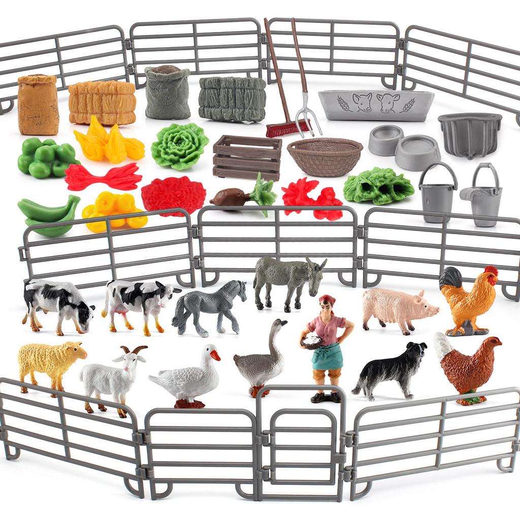 Farm Scene Animal Models Set Pvc Farm Animal And Vegetables Figure Toy For Kids Play And Decoration