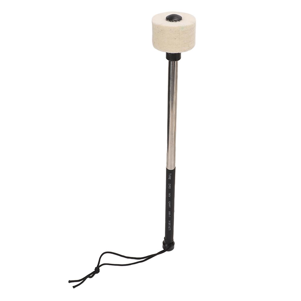 Drum Mallet White Felt Band Percussion Accessory with Stainless Steel Stick for Performance