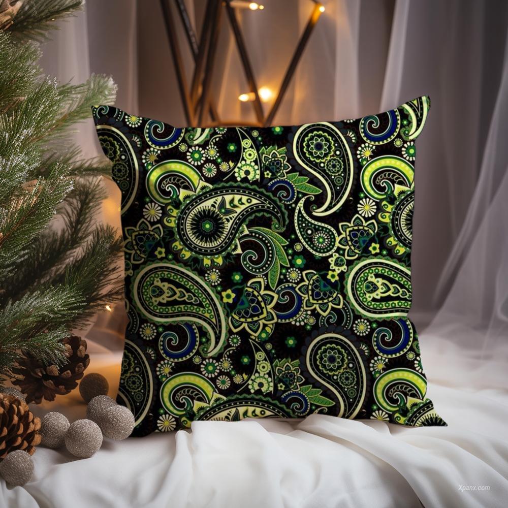 Painted Design P-PaisleyS Cushion Cover Premium Comfort Reversible Pillow Cove -Two in One Design for Any Room & Car Interior