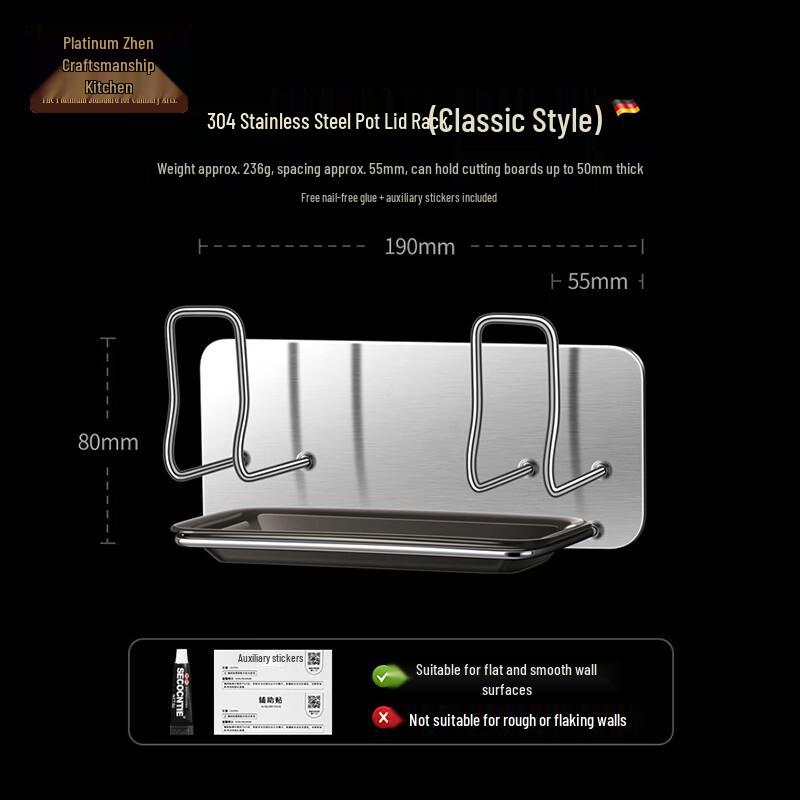304 Stainless Steel Wall-Mounted Kitchen Storage Rack