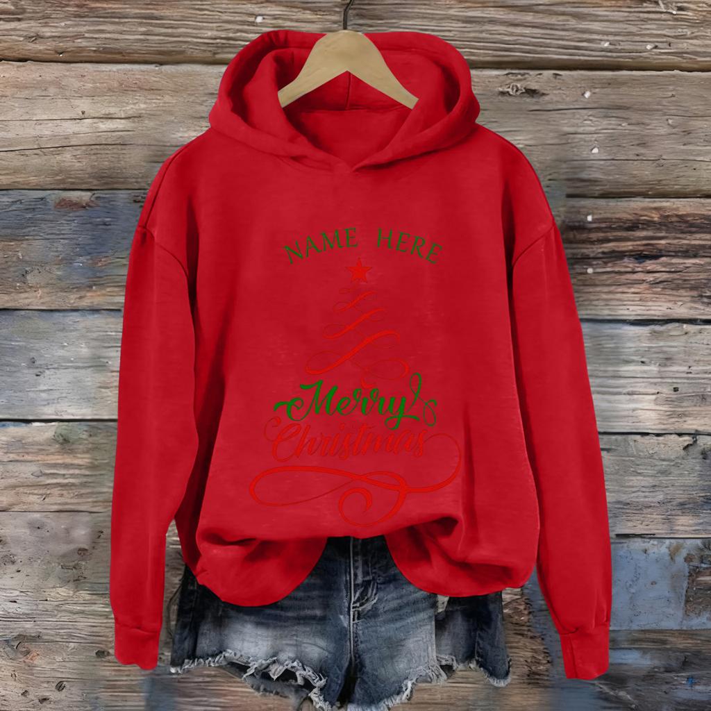 Dame Jule Greentown Trykk Casual Langermet Hettegenser Topp