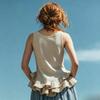 Women's Ruffle Hem Tank Top Casual Sleeveless Blouse Loose Linen-Like Camisole Summer Irregular Hem Vest Tops Multiple Colors