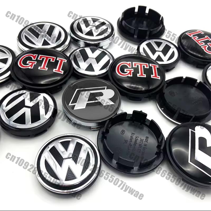 For VOLKSWAGEN VW 4pcs 55mm 65mm Car Wheel Center Caps Hubcap Cover Accessoreies For Volkswagen VW R Line GTI Golf 5 7 Caddy Pas