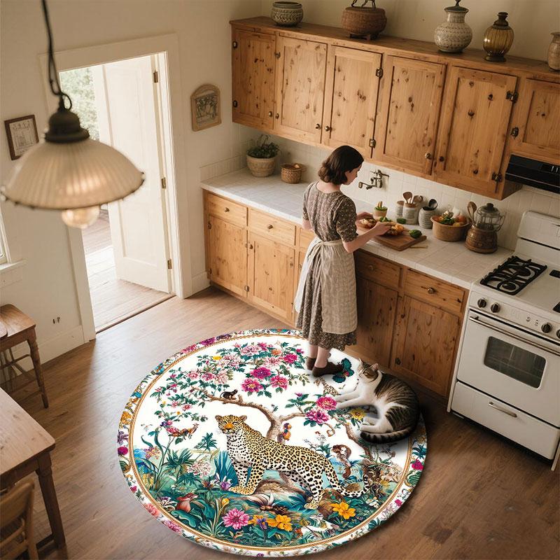 Leopard Pattern Round rug,Carpet Rug for Living Room Bedroom Playroom ,Non-slip Floor Mat,Holiday Gifts and Birthday Gifts.