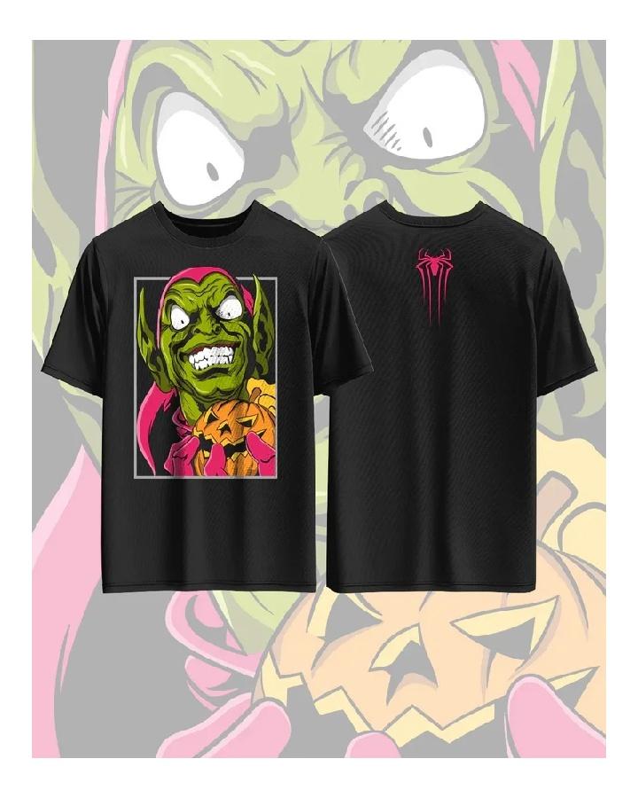 

Marvel Green Goblin Pattern Printed Cotton T-shirt for Men and Women Anime Style Shirt Casual Fashion Loose Fans Daily Outfits S чёрный