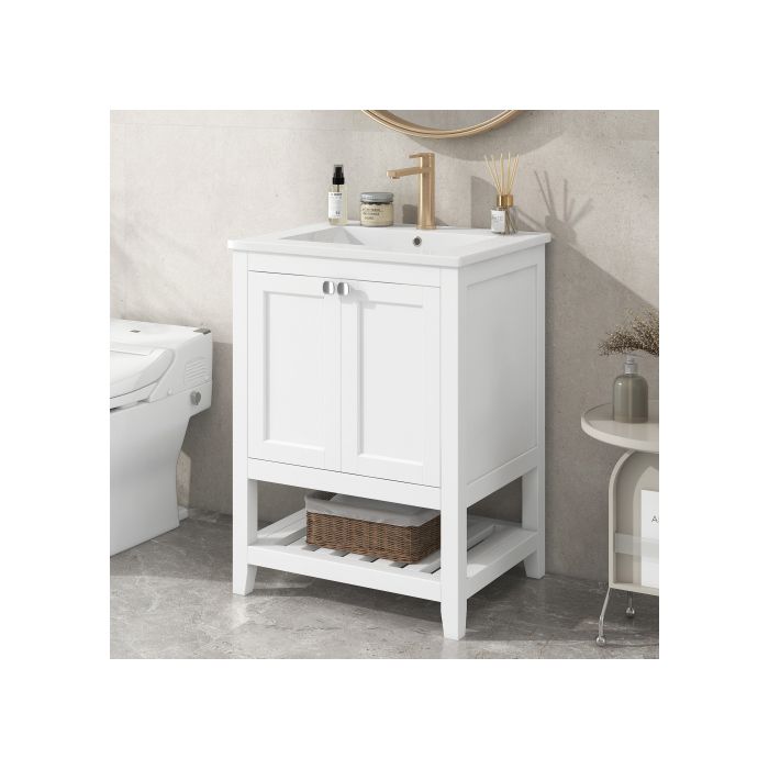 Bathroom Furniture - MUVOE - 60cm - Ceramic Sink - White - Contemporary Design