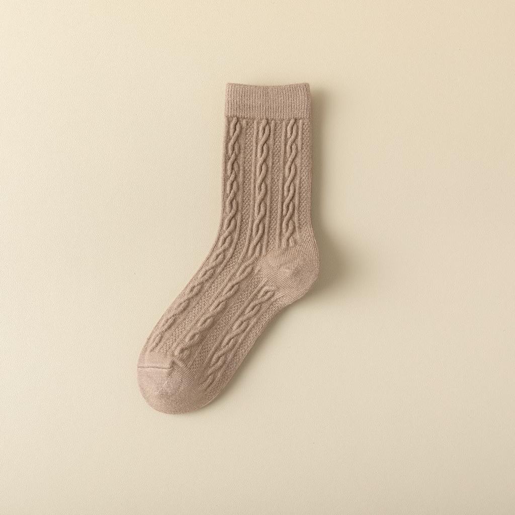 2/3/5 Pairs Autumn and Winter Women's Wool Socks Solid Color Thick Warm Socks Soft and Comfortable Socks