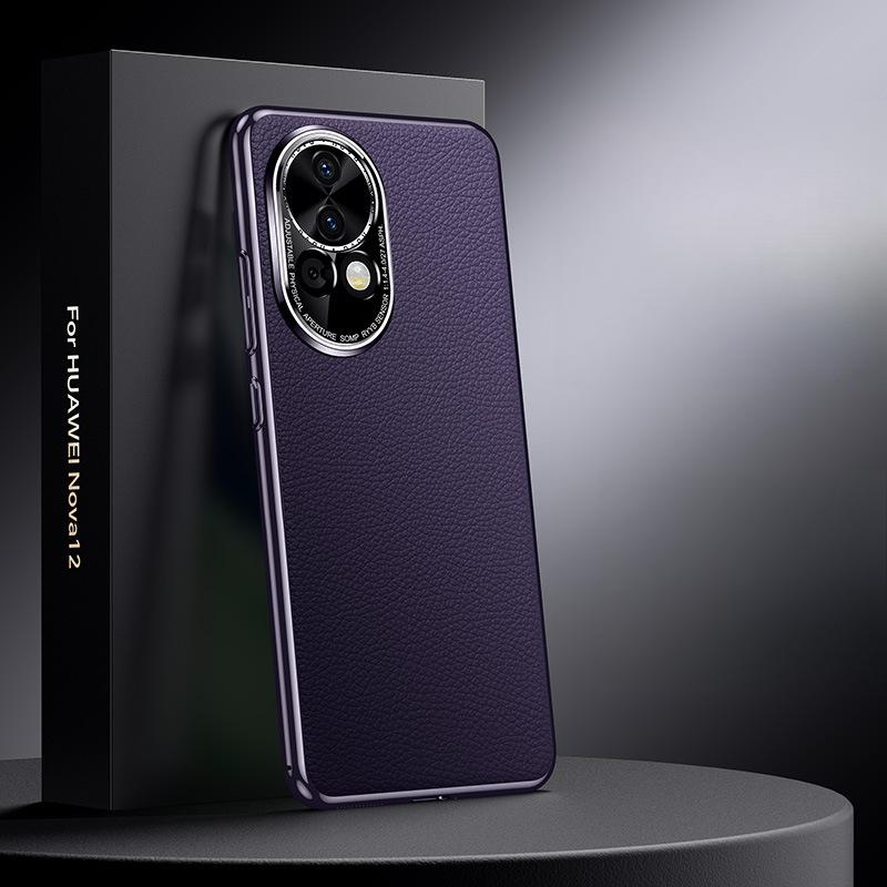 Suitable for Huawei Nova12ultra Mobile Phone Case Simple Electroplated Nova12p Starry Version Anti-fall Business Leather Case