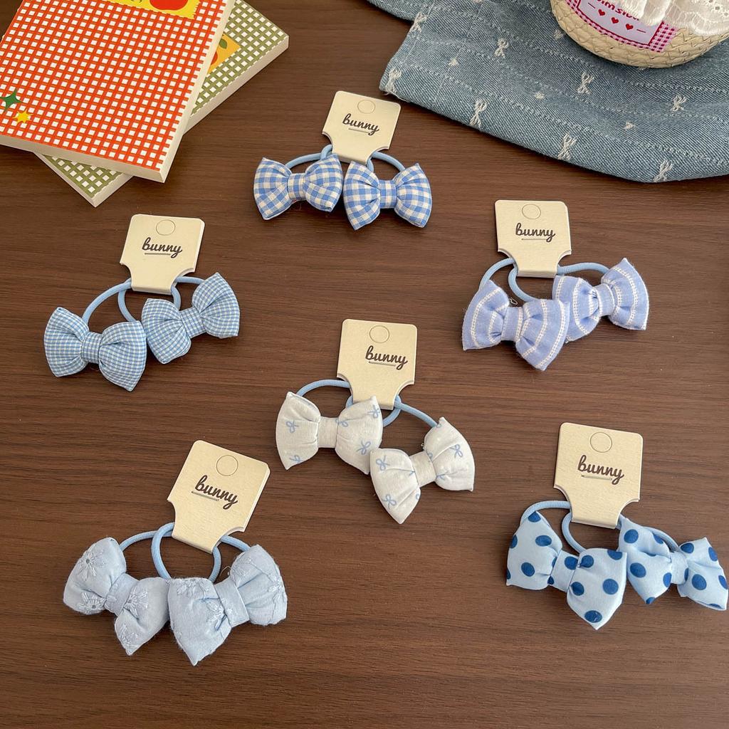 2Pcs Bow Children's Elastic Hair Band Sweet Girls Hair Rope Tie Ponytail Holder Rubber Band Kids Headwear Hair Accessories