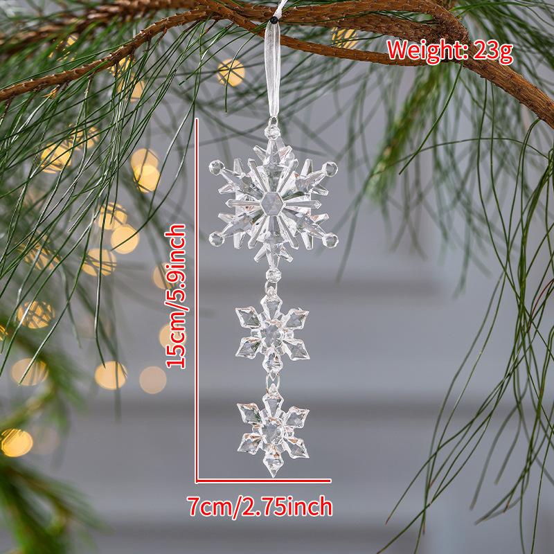 Transparent Acrylic Indoor Snowflake Crystal Ice Pendant Pearl Water Drop Hanging String Christmas Tree Ornament Pendant