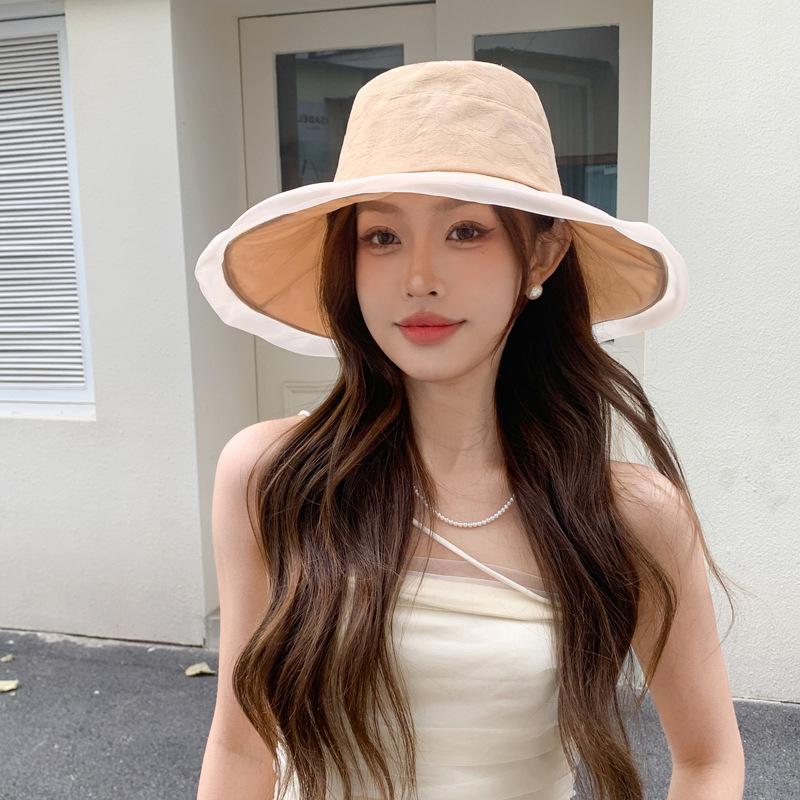 Summer new hat women's big edge sunshade bucket hat versatile outdoor sunscreen sun hat