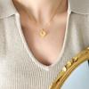18K Gold-Plated Titanium Steel Peach Heart Pendant Necklace, French INS-Style, Hollow Design, Fade-Resistant