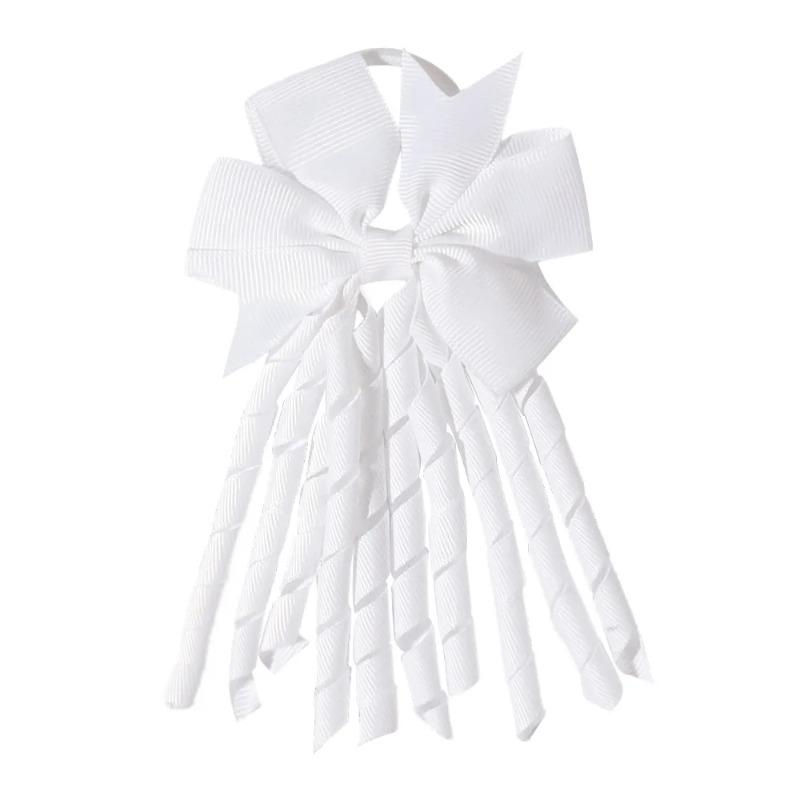 Ribbon-Tassel Hairbands Popular Sweet Cute Rainbow Curly Ribbon Double Ponytail Holder Baby Girls Rubber Bands Hair Accessories