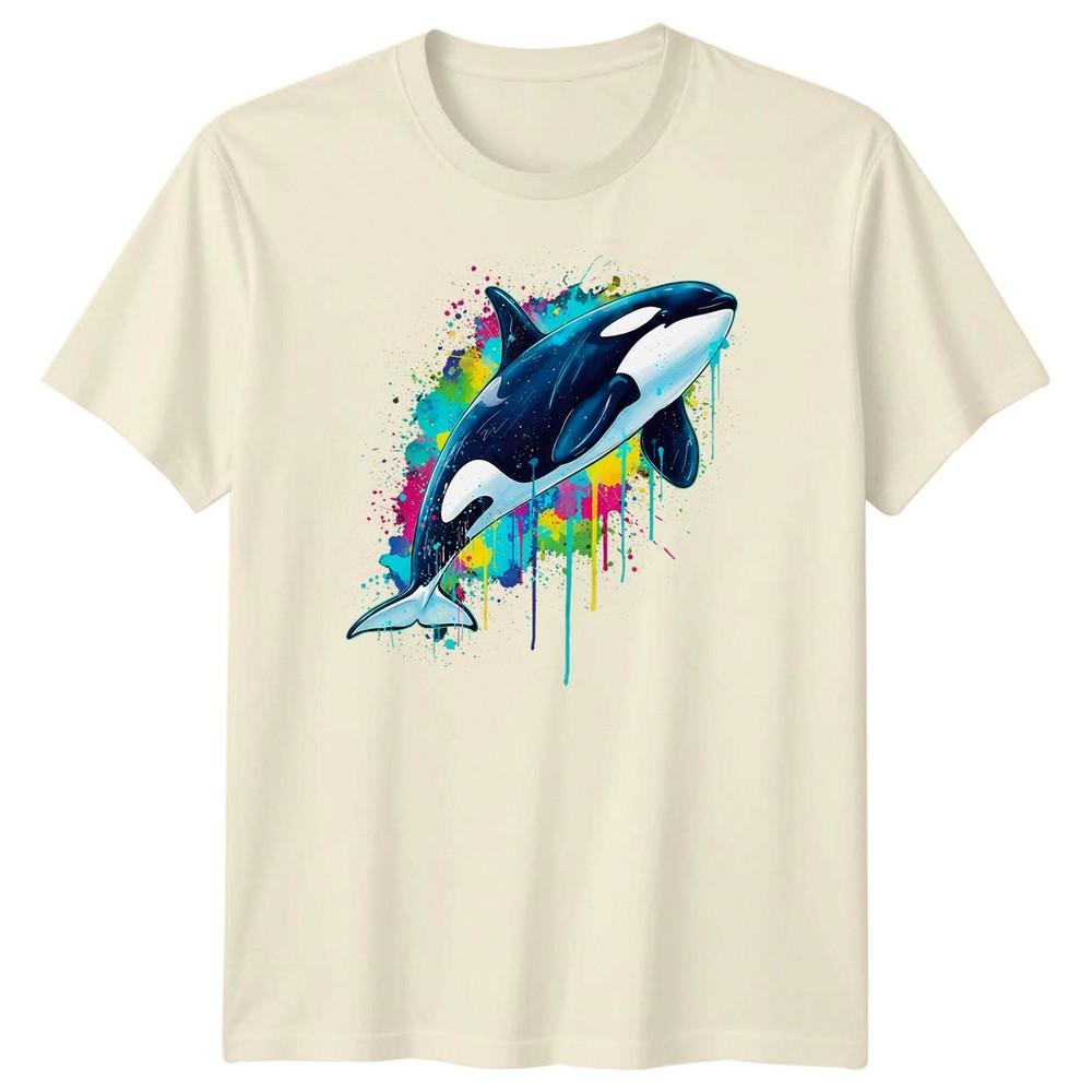 Orca Marine Animal Unisexs Tshirt Vibrant Splash Art