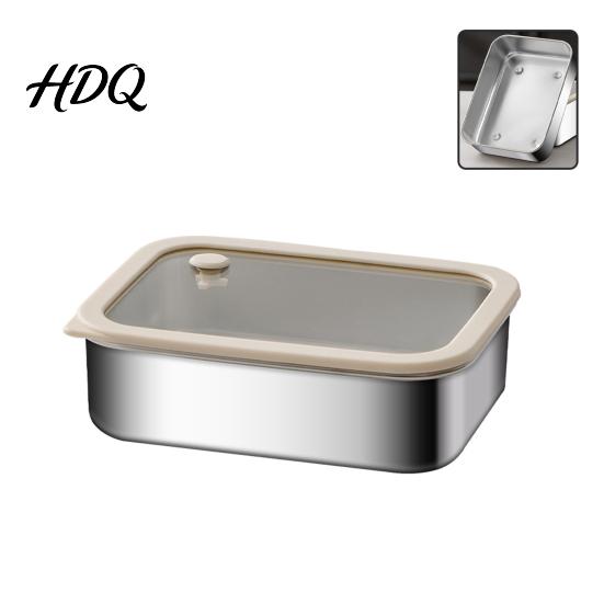 Clear Lid Food Storage Trays 304 Stainless Steel Containers with Lids Leakproof Meal Prep Boxes Leak Proof Bowls Dishwasher Safe Stackable