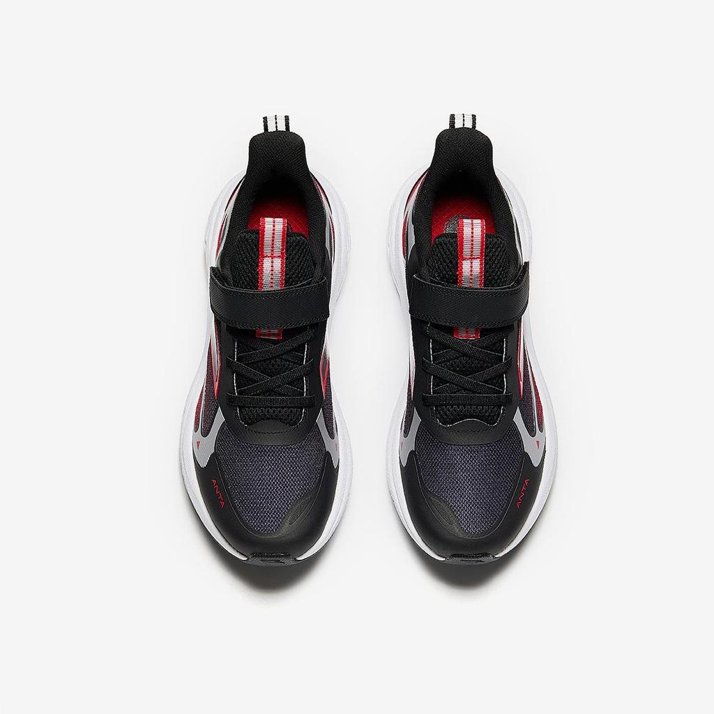 Anta Kids Soft Comfortable Lightweight Velcro Low-Top Running Shoes Kids sneaker Black Classic-Red 312445536-3