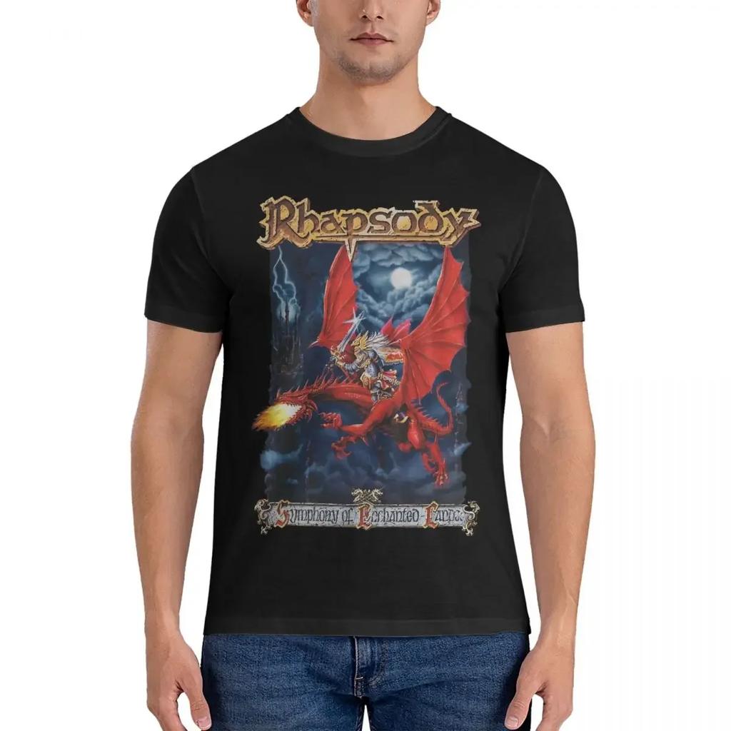 New Fashion Men's T-Shirt Rhapsody Symphony Of Lands Awesome Pure Cotton Tee Shirt Short Sleeve S-SABATONS Band Round Collar