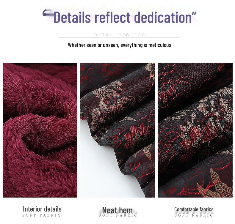 Warm Embroidered Cotton Tang Suit Jacket for Middle-Aged & Elderly Women - New Chinese Style, Fleece-Lined, Loose Fit